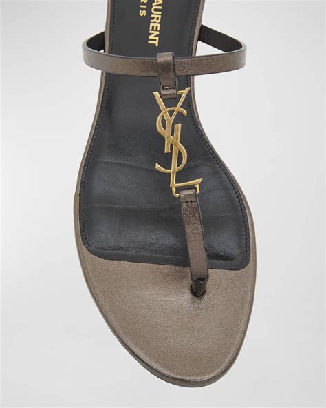 Saint Laurent Cassandra Leather YSL Thong Sandals